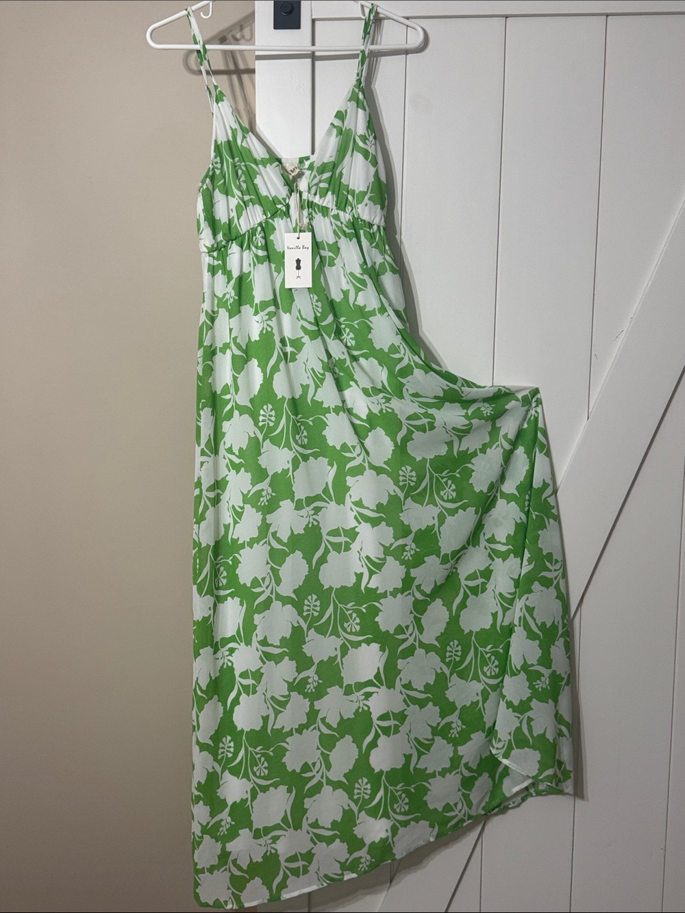 Vanilla Bay Green and White Floral Maxi Dress